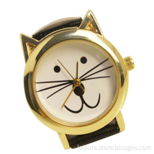 2013 fashion cat-shaped leather band women's watch with brief and classic design